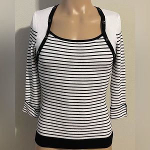 White House Black Market Stretchy Lightweight Sweater Blouse with Button Accents